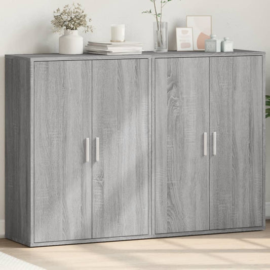 Dressoirs 2 st 60x31x84 cm bewerkt hout grijs sonoma eikenkleur is nu te koop bij PeponiXL, paradijselijk wonen!