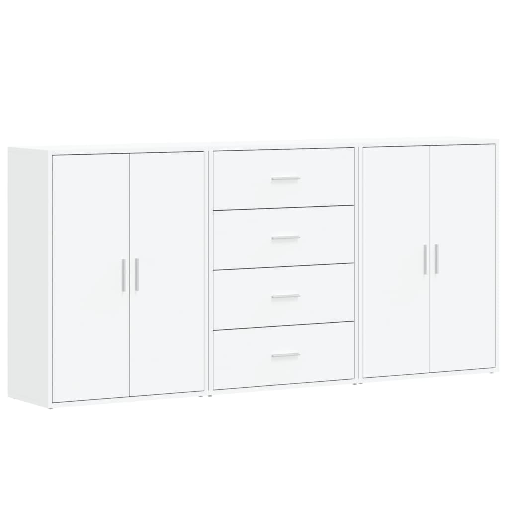Dressoirs 3 st 60x31x84 cm bewerkt hout wit is nu te koop bij PeponiXL, paradijselijk wonen!