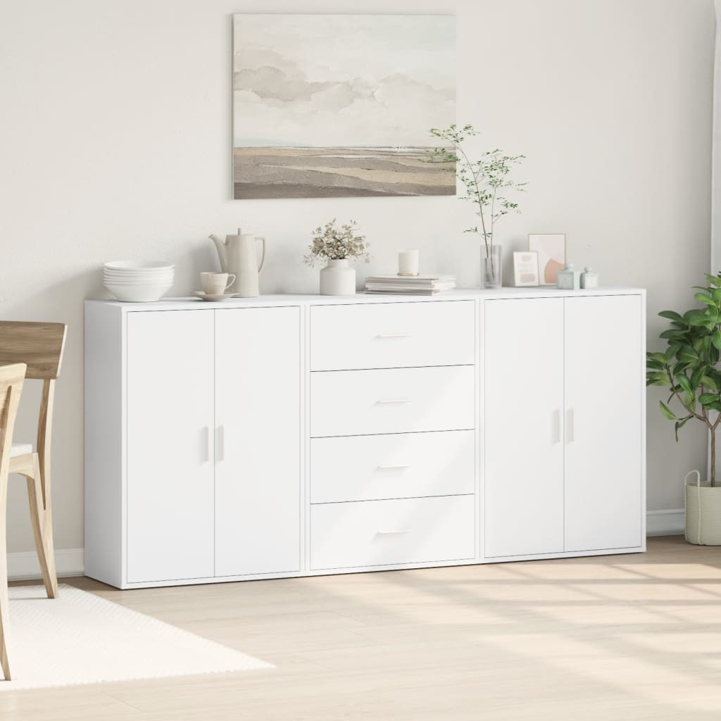 Dressoirs 3 st 60x31x84 cm bewerkt hout wit is nu te koop bij PeponiXL, paradijselijk wonen!