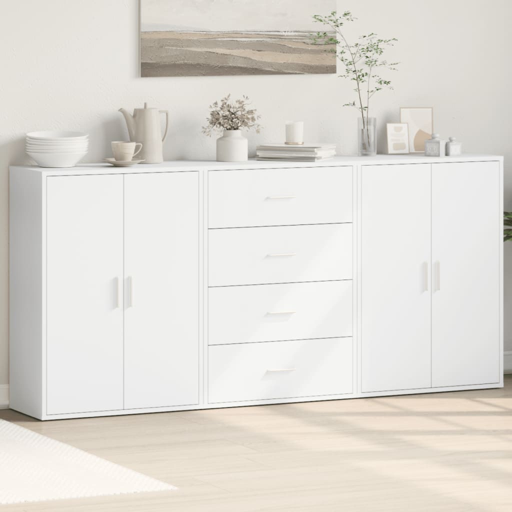 Dressoirs 3 st 60x31x84 cm bewerkt hout wit is nu te koop bij PeponiXL, paradijselijk wonen!