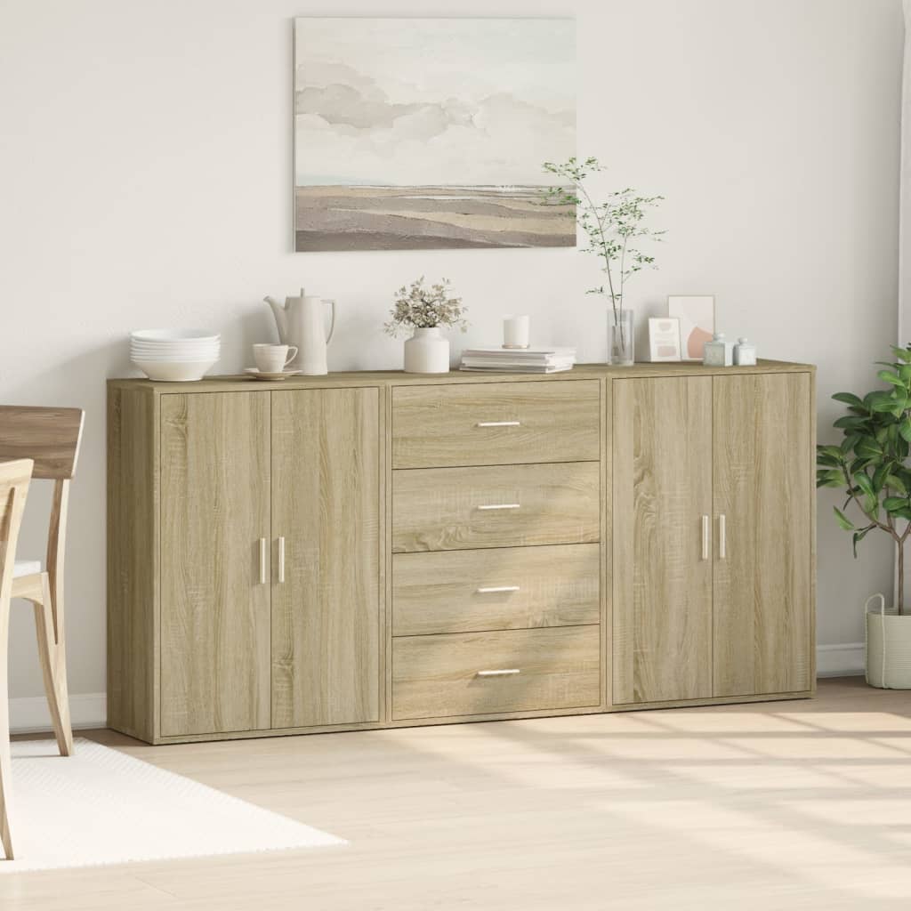 Dressoirs 3 st 60x31x84 cm bewerkt hout sonoma eikenkleurig is nu te koop bij PeponiXL, paradijselijk wonen!