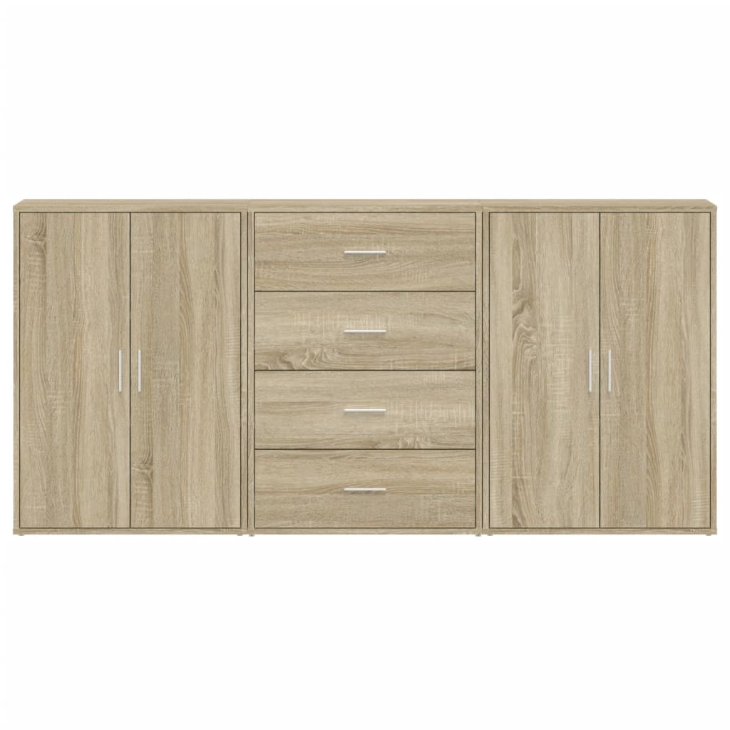 Dressoirs 3 st 60x31x84 cm bewerkt hout sonoma eikenkleurig is nu te koop bij PeponiXL, paradijselijk wonen!
