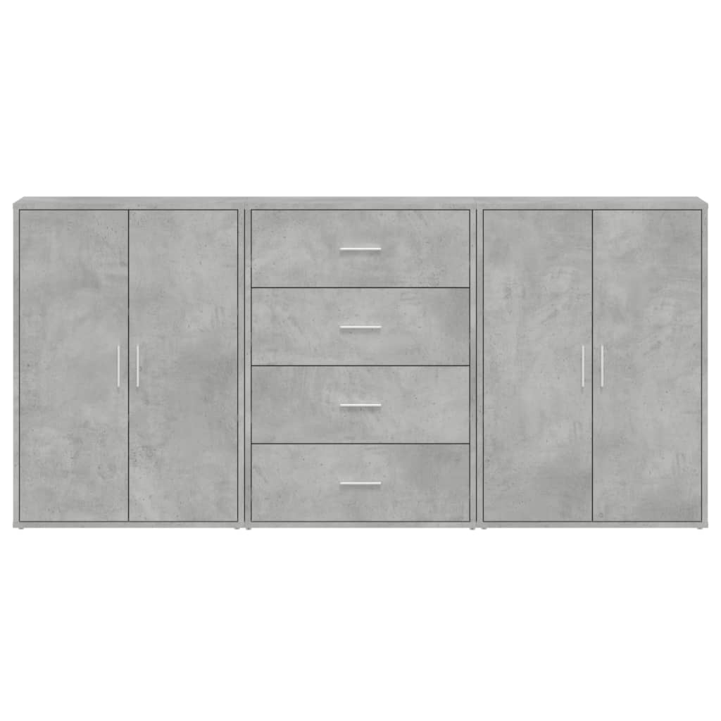 Dressoirs 3 st 60x31x84 cm bewerkt hout betongrijs is nu te koop bij PeponiXL, paradijselijk wonen!