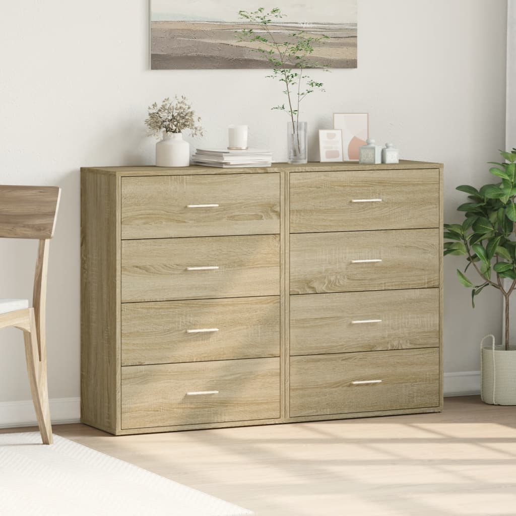 Dressoirs 2 st 60x31x84 cm bewerkt hout sonoma eikenkleurig is nu te koop bij PeponiXL, paradijselijk wonen!