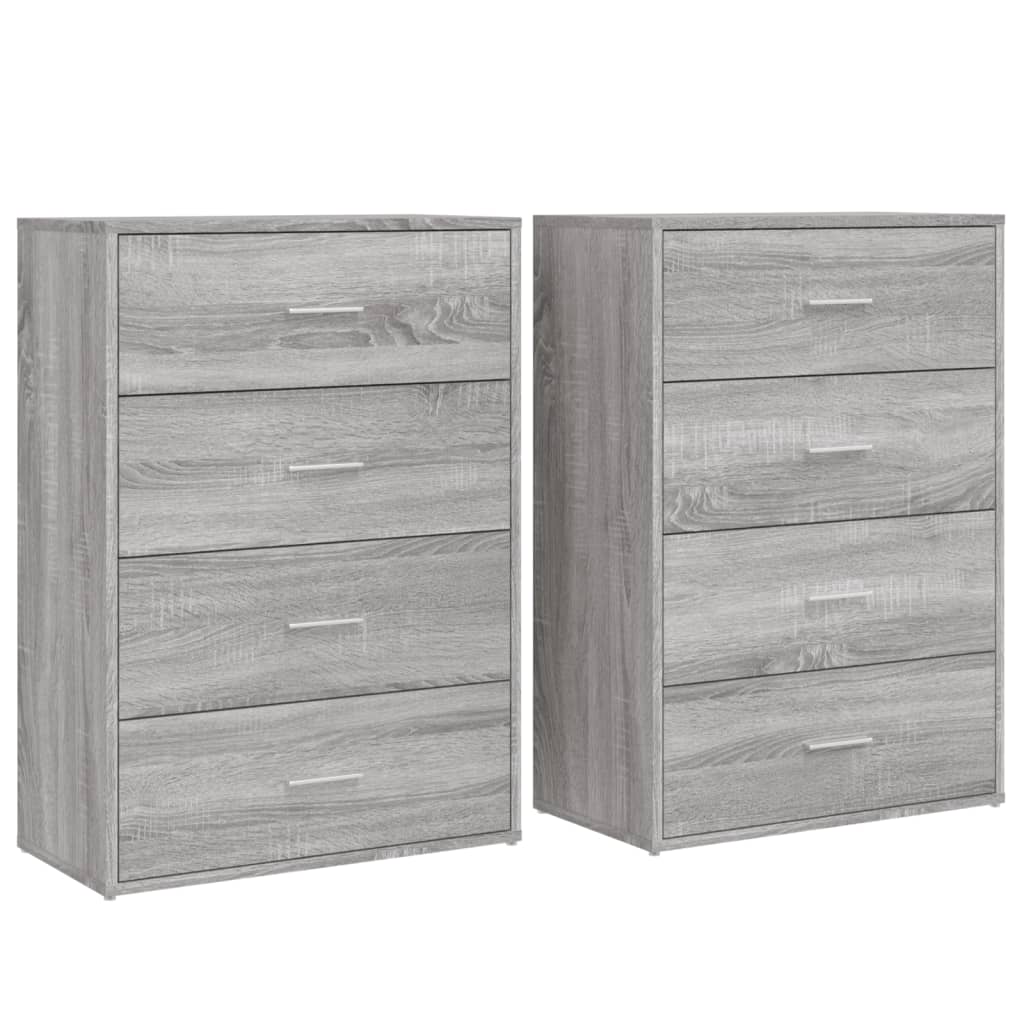 Dressoirs 2 st 60x31x84 cm bewerkt hout grijs sonoma eikenkleur is nu te koop bij PeponiXL, paradijselijk wonen!