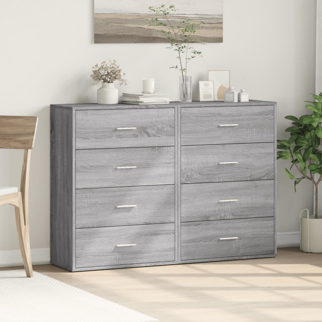 Dressoirs 2 st 60x31x84 cm bewerkt hout grijs sonoma eikenkleur is nu te koop bij PeponiXL, paradijselijk wonen!