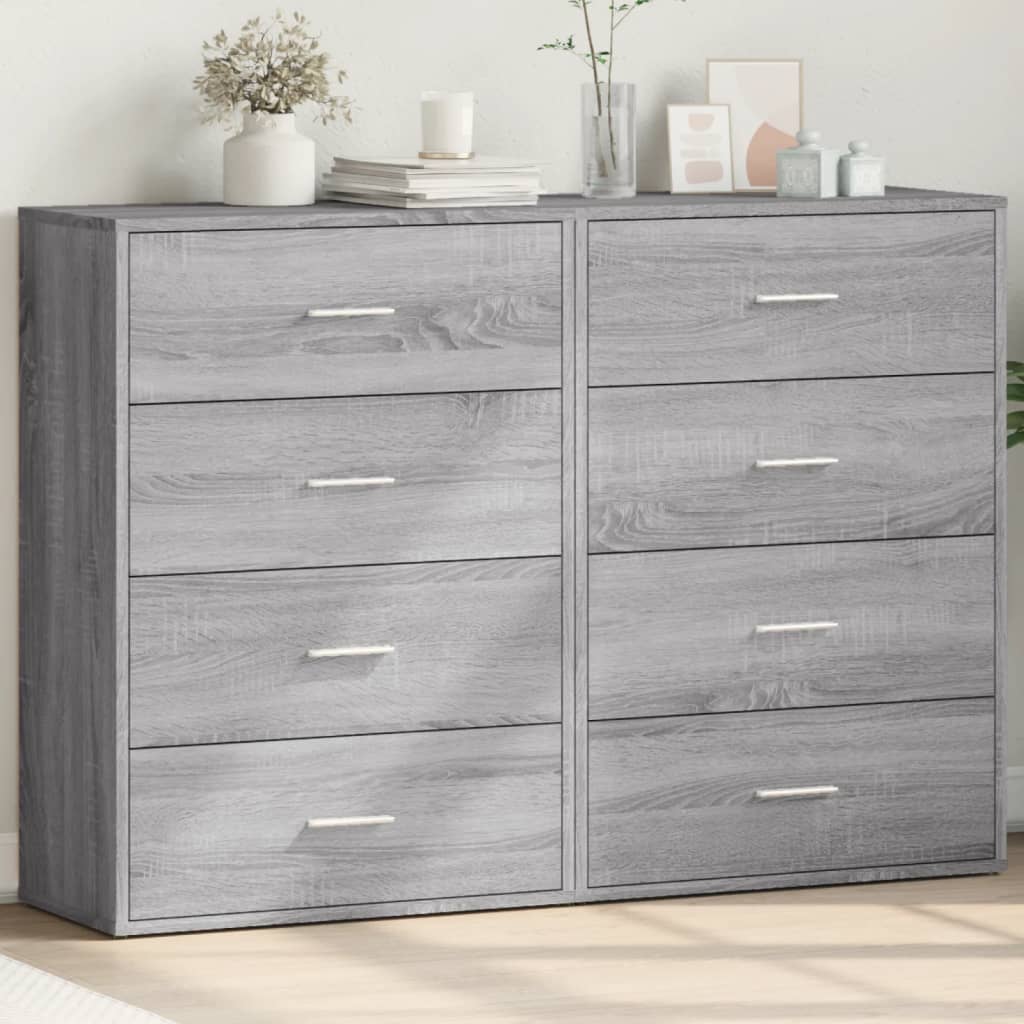 Dressoirs 2 st 60x31x84 cm bewerkt hout grijs sonoma eikenkleur is nu te koop bij PeponiXL, paradijselijk wonen!