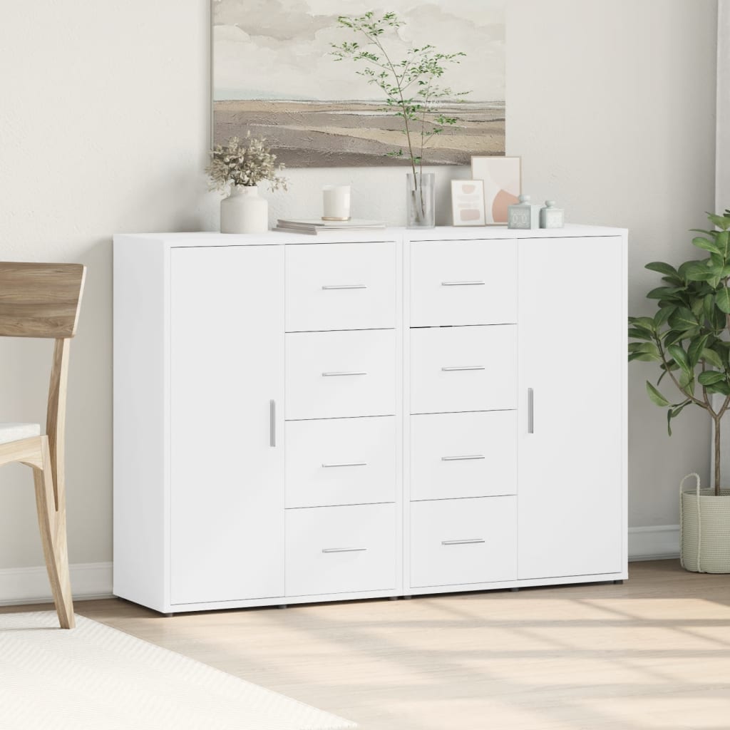Dressoirs 2 st 60x31x84 cm bewerkt hout wit is nu te koop bij PeponiXL, paradijselijk wonen!