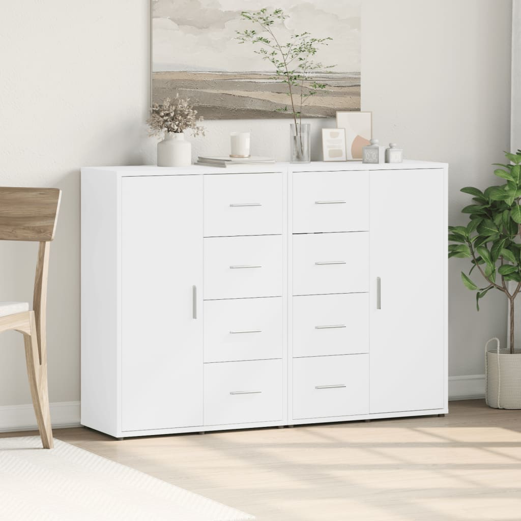 Dressoirs 2 st 60x31x84 cm bewerkt hout wit is nu te koop bij PeponiXL, paradijselijk wonen!