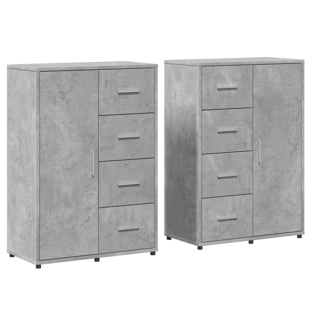 Dressoirs 2 st 60x31x84 cm bewerkt hout betongrijs is nu te koop bij PeponiXL, paradijselijk wonen!