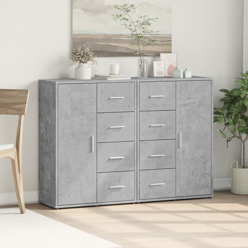 Dressoirs 2 st 60x31x84 cm bewerkt hout betongrijs is nu te koop bij PeponiXL, paradijselijk wonen!