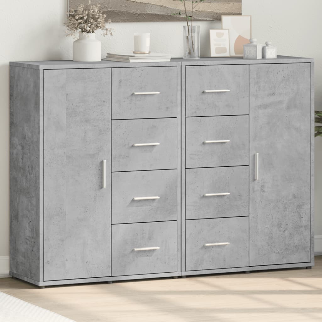 Dressoirs 2 st 60x31x84 cm bewerkt hout betongrijs is nu te koop bij PeponiXL, paradijselijk wonen!