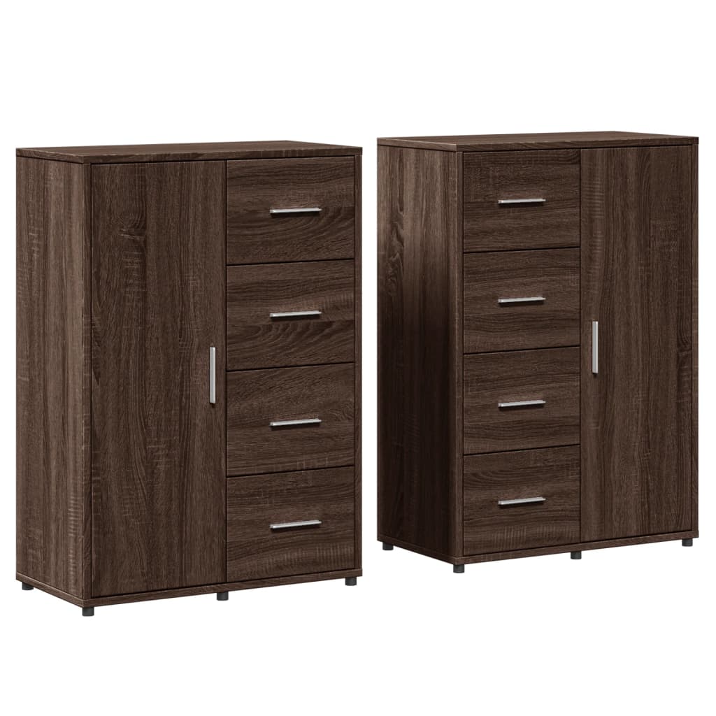 Dressoirs 2 st 60x31x84 cm bewerkt hout bruin eikenkleurig is nu te koop bij PeponiXL, paradijselijk wonen!