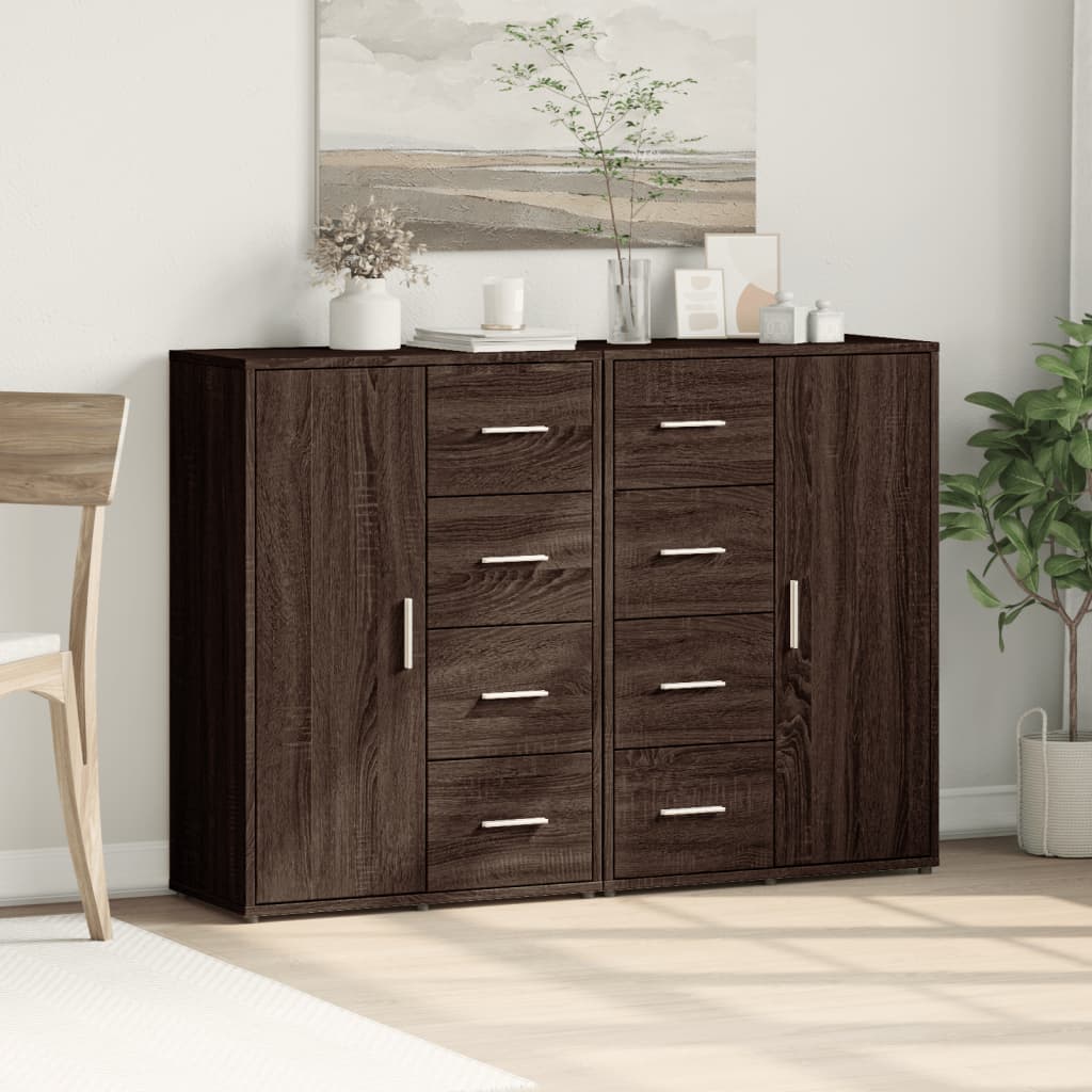 Dressoirs 2 st 60x31x84 cm bewerkt hout bruin eikenkleurig is nu te koop bij PeponiXL, paradijselijk wonen!