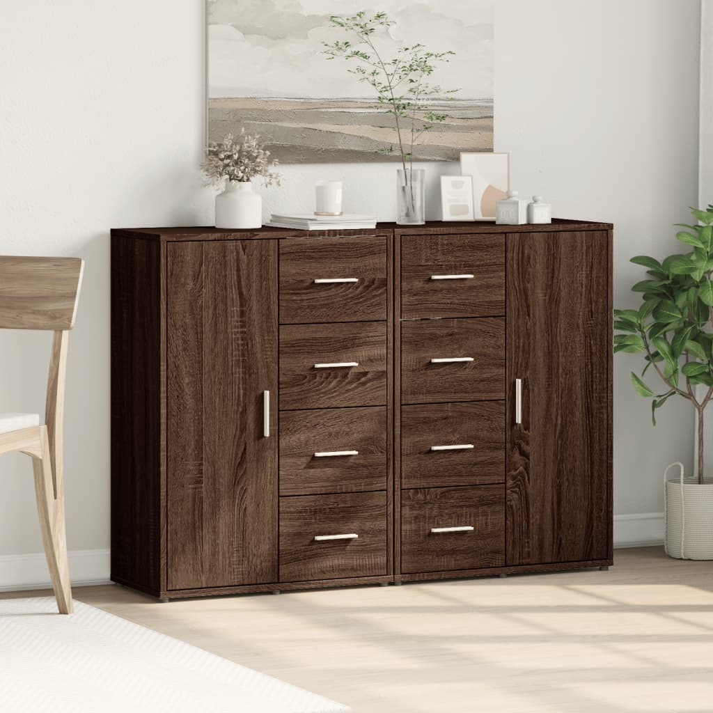 Dressoirs 2 st 60x31x84 cm bewerkt hout bruin eikenkleurig is nu te koop bij PeponiXL, paradijselijk wonen!