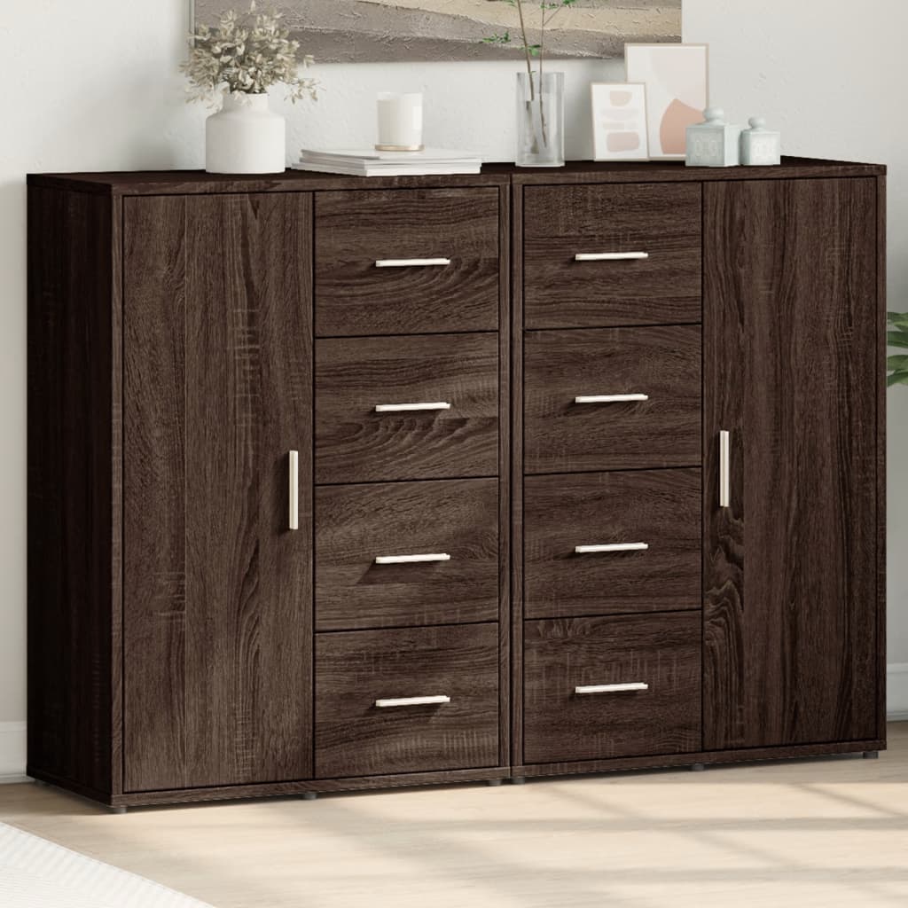 Dressoirs 2 st 60x31x84 cm bewerkt hout bruin eikenkleurig is nu te koop bij PeponiXL, paradijselijk wonen!