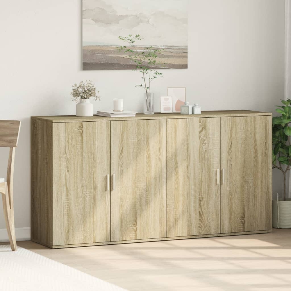 Dressoirs 2 st 79x38x80 cm bewerkt hout sonoma eikenkleurig is nu te koop bij PeponiXL, paradijselijk wonen!