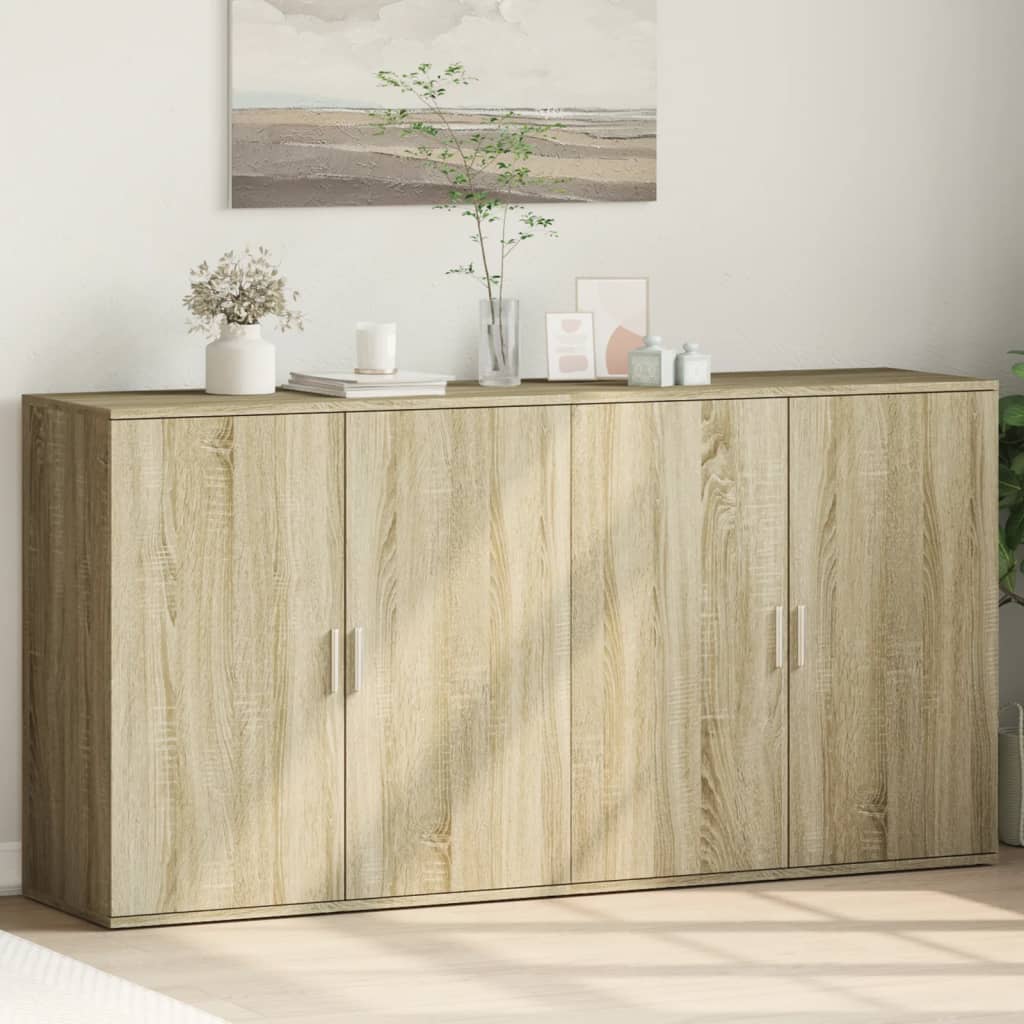 Dressoirs 2 st 79x38x80 cm bewerkt hout sonoma eikenkleurig is nu te koop bij PeponiXL, paradijselijk wonen!