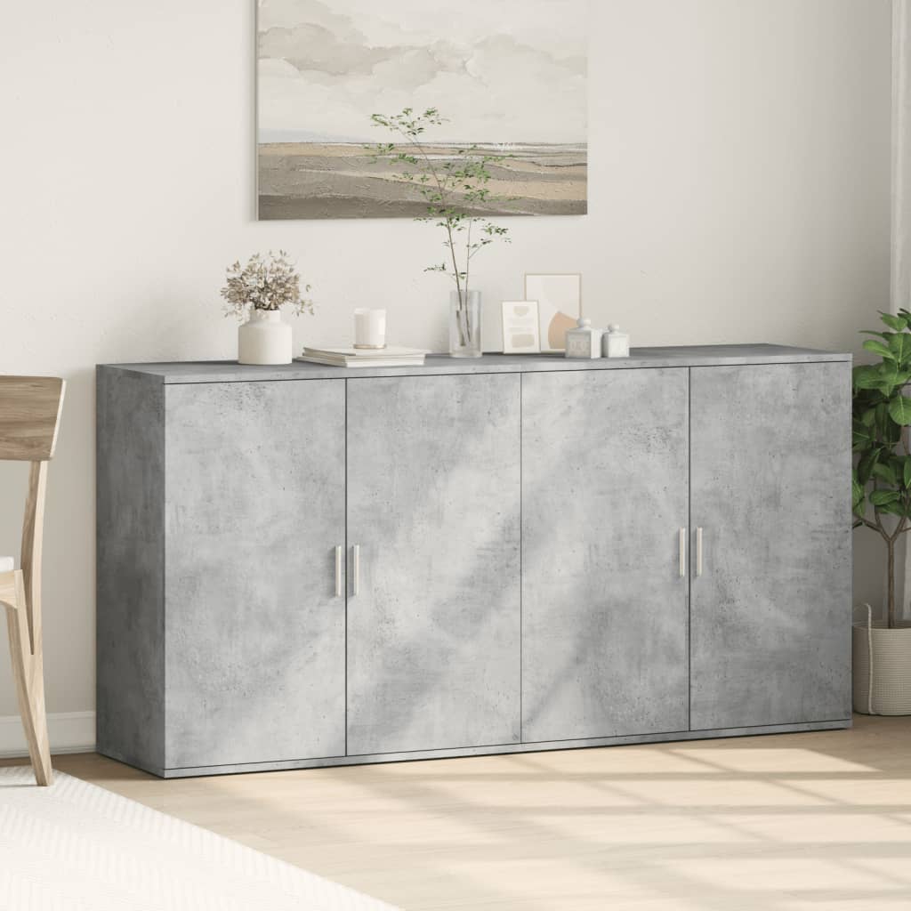 Dressoirs 2 st 79x38x80 cm bewerkt hout betongrijs is nu te koop bij PeponiXL, paradijselijk wonen!