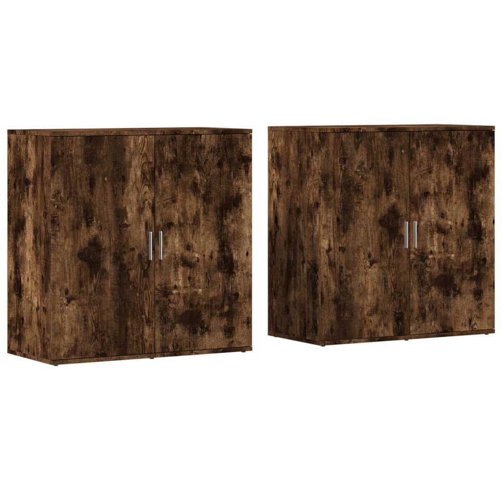 Dressoirs 2 st 79x38x80 cm bewerkt hout gerookt eikenkleurig is nu te koop bij PeponiXL, paradijselijk wonen!