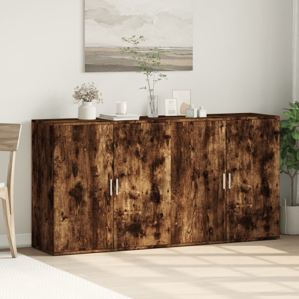 Dressoirs 2 st 79x38x80 cm bewerkt hout gerookt eikenkleurig is nu te koop bij PeponiXL, paradijselijk wonen!