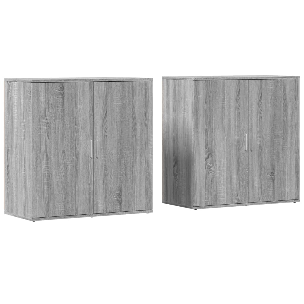 Dressoirs 2 st 79x38x80 cm bewerkt hout grijs sonoma eikenkleur is nu te koop bij PeponiXL, paradijselijk wonen!