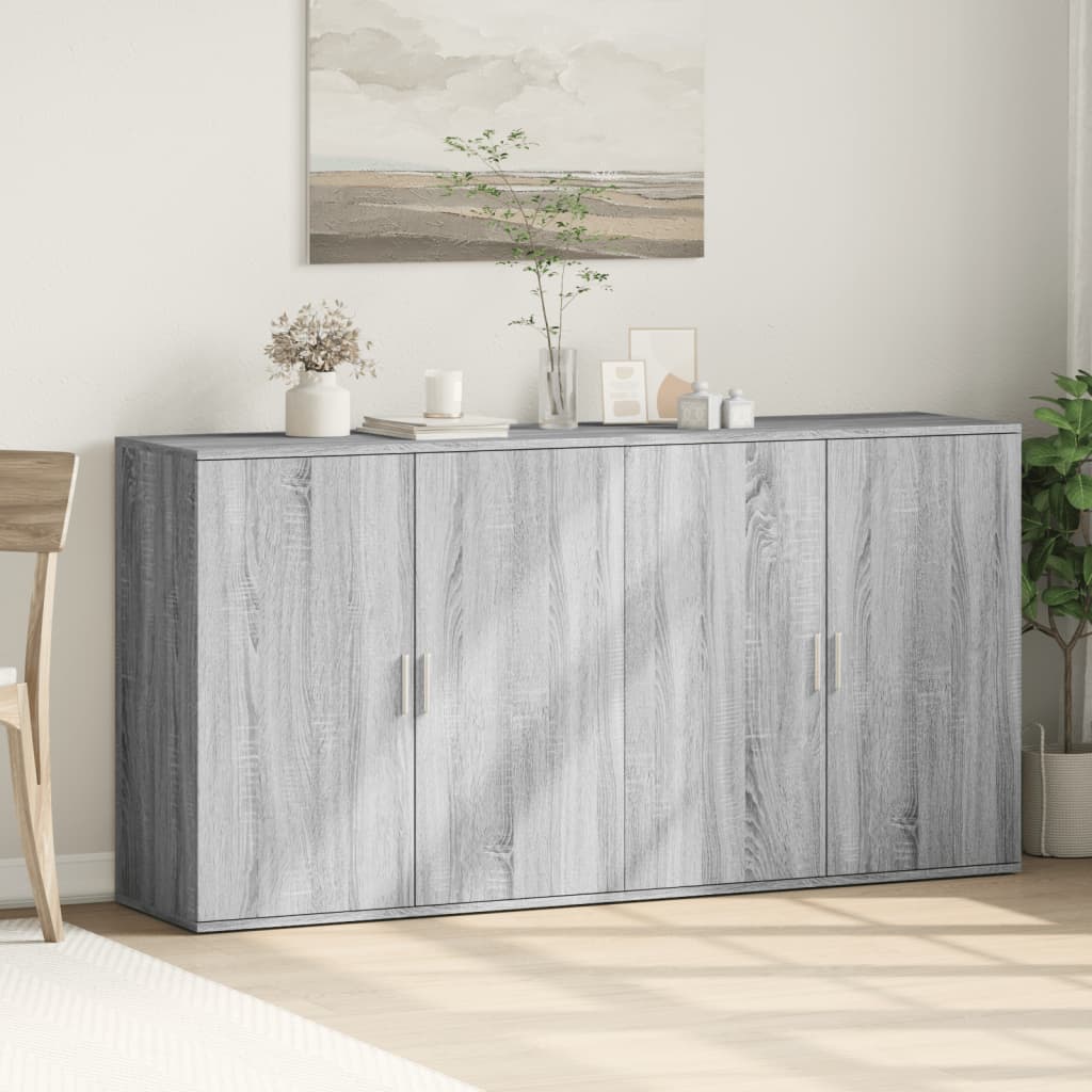 Dressoirs 2 st 79x38x80 cm bewerkt hout grijs sonoma eikenkleur is nu te koop bij PeponiXL, paradijselijk wonen!