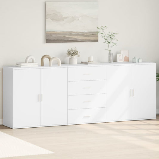 Dressoirs 3 st bewerkt hout wit is nu te koop bij PeponiXL, paradijselijk wonen!