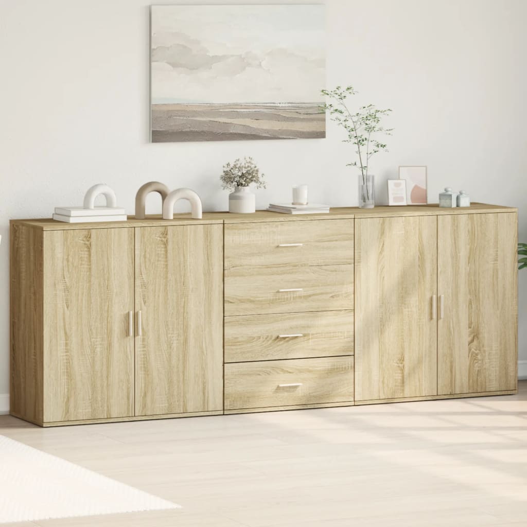 Dressoirs 3 st bewerkt hout sonoma eiken is nu te koop bij PeponiXL, paradijselijk wonen!