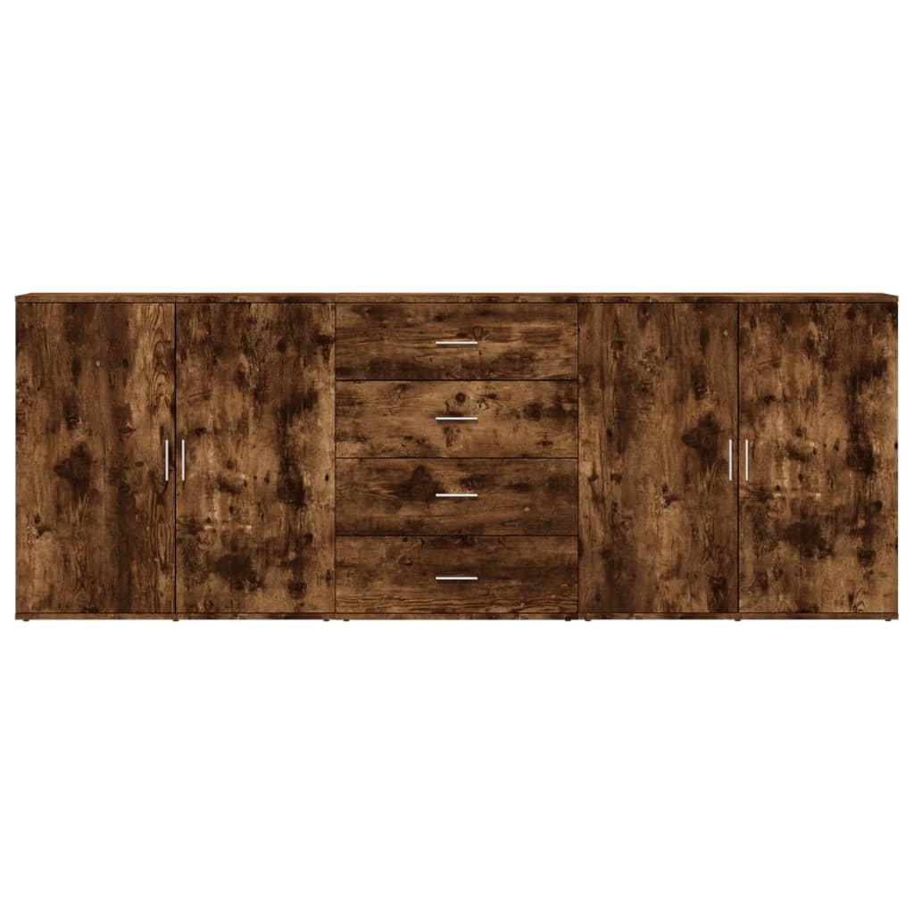 Dressoirs 3 st bewerkt hout gerookt eikenkleurig is nu te koop bij PeponiXL, paradijselijk wonen!