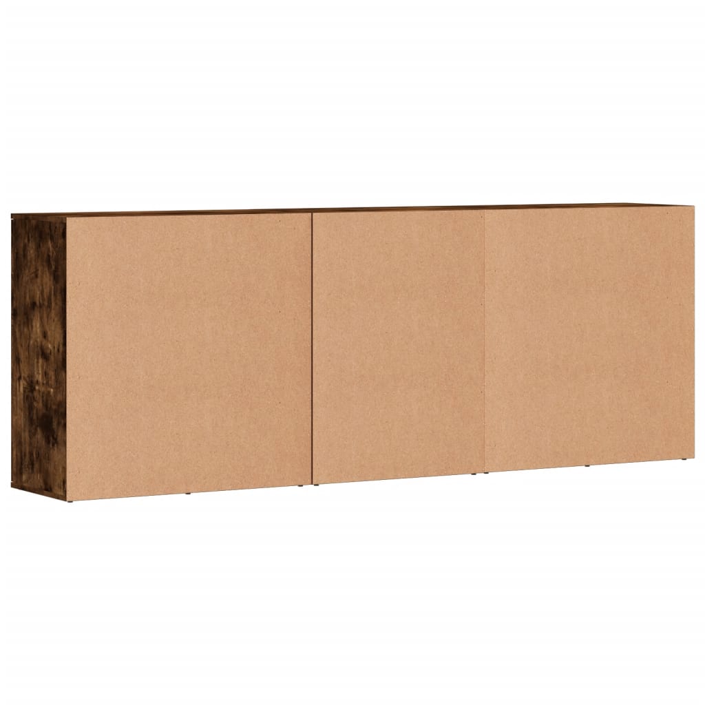 Dressoirs 3 st bewerkt hout gerookt eikenkleurig is nu te koop bij PeponiXL, paradijselijk wonen!