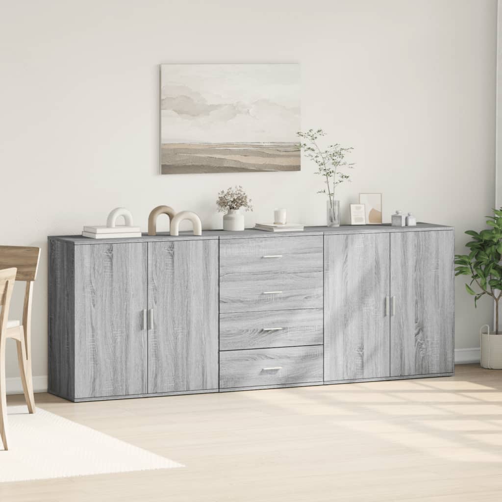 Dressoirs 3 st bewerkt hout grijs sonoma eikenkleurig is nu te koop bij PeponiXL, paradijselijk wonen!