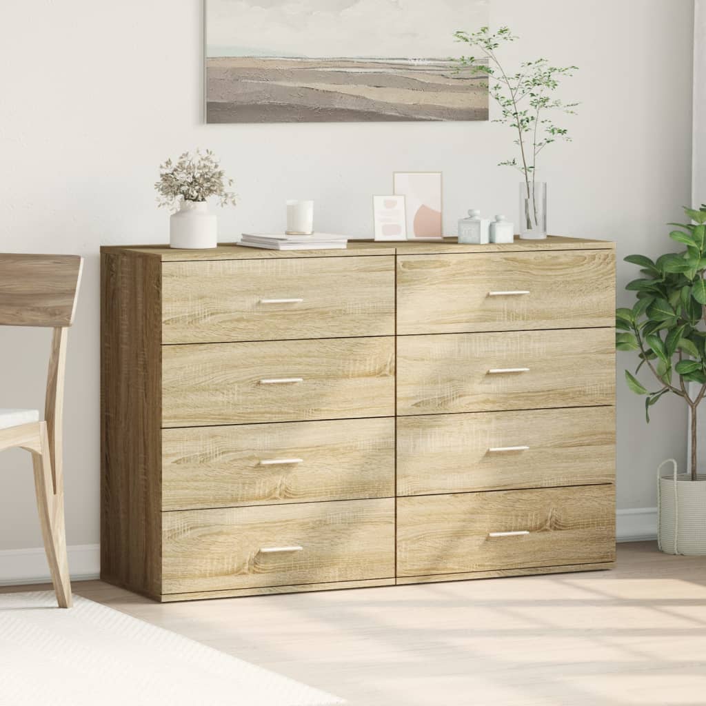 Dressoirs 2 st 60x39x80 cm bewerkt hout sonoma eikenkleurig is nu te koop bij PeponiXL, paradijselijk wonen!