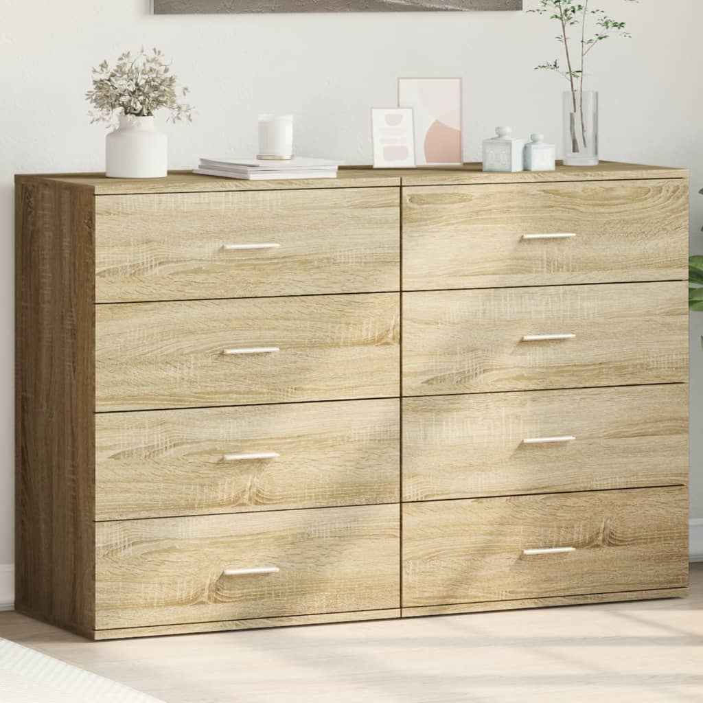 Dressoirs 2 st 60x39x80 cm bewerkt hout sonoma eikenkleurig is nu te koop bij PeponiXL, paradijselijk wonen!