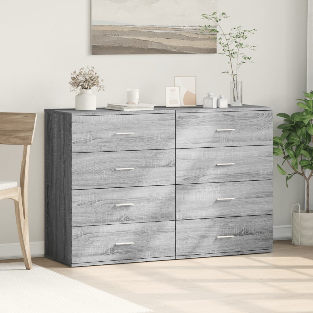 Dressoirs 2 st 60x39x80 cm bewerkt hout grijs sonoma is nu te koop bij PeponiXL, paradijselijk wonen!