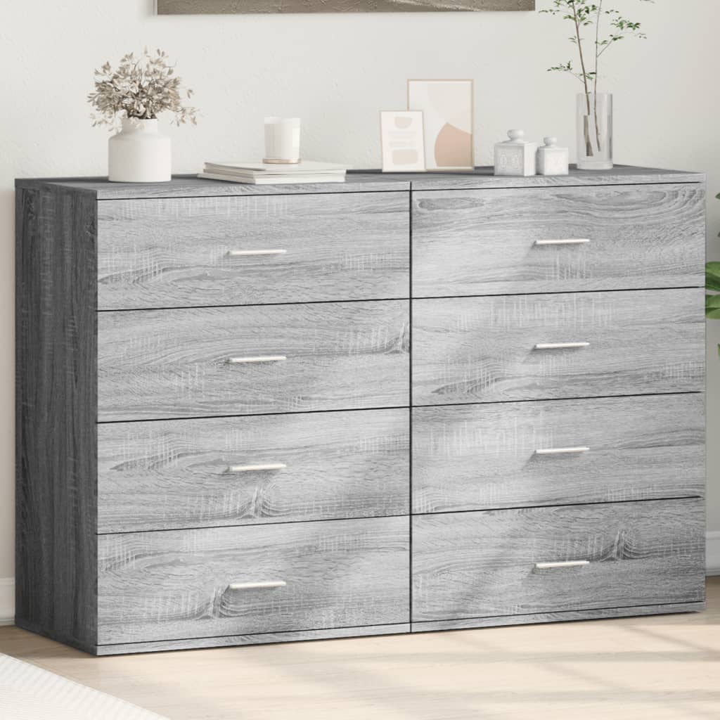 Dressoirs 2 st 60x39x80 cm bewerkt hout grijs sonoma is nu te koop bij PeponiXL, paradijselijk wonen!