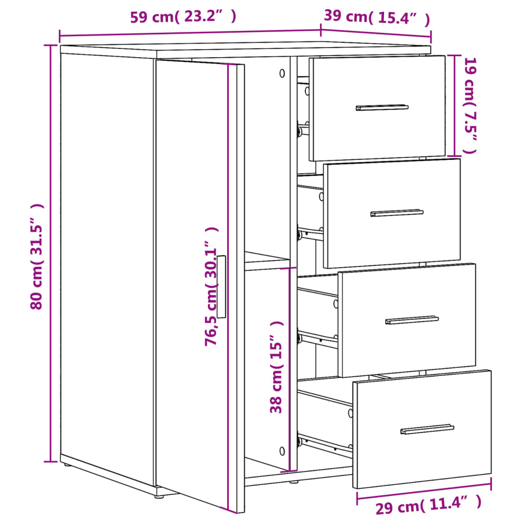 Dressoirs 2 st 59x39x80 cm bewerkt hout wit is nu te koop bij PeponiXL, paradijselijk wonen!