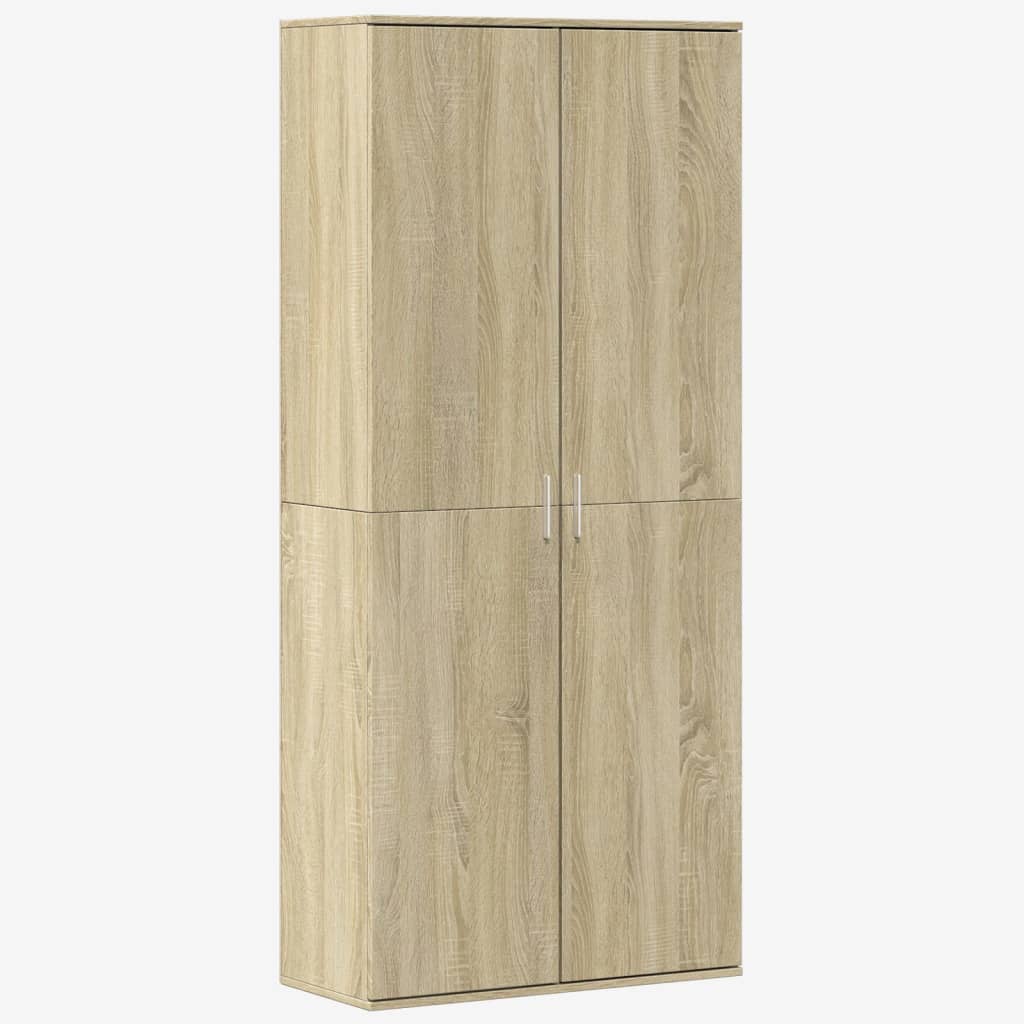 Hoge kast 80x35x180 cm bewerkt hout sonoma eikenkleurig is nu te koop bij PeponiXL, paradijselijk wonen!