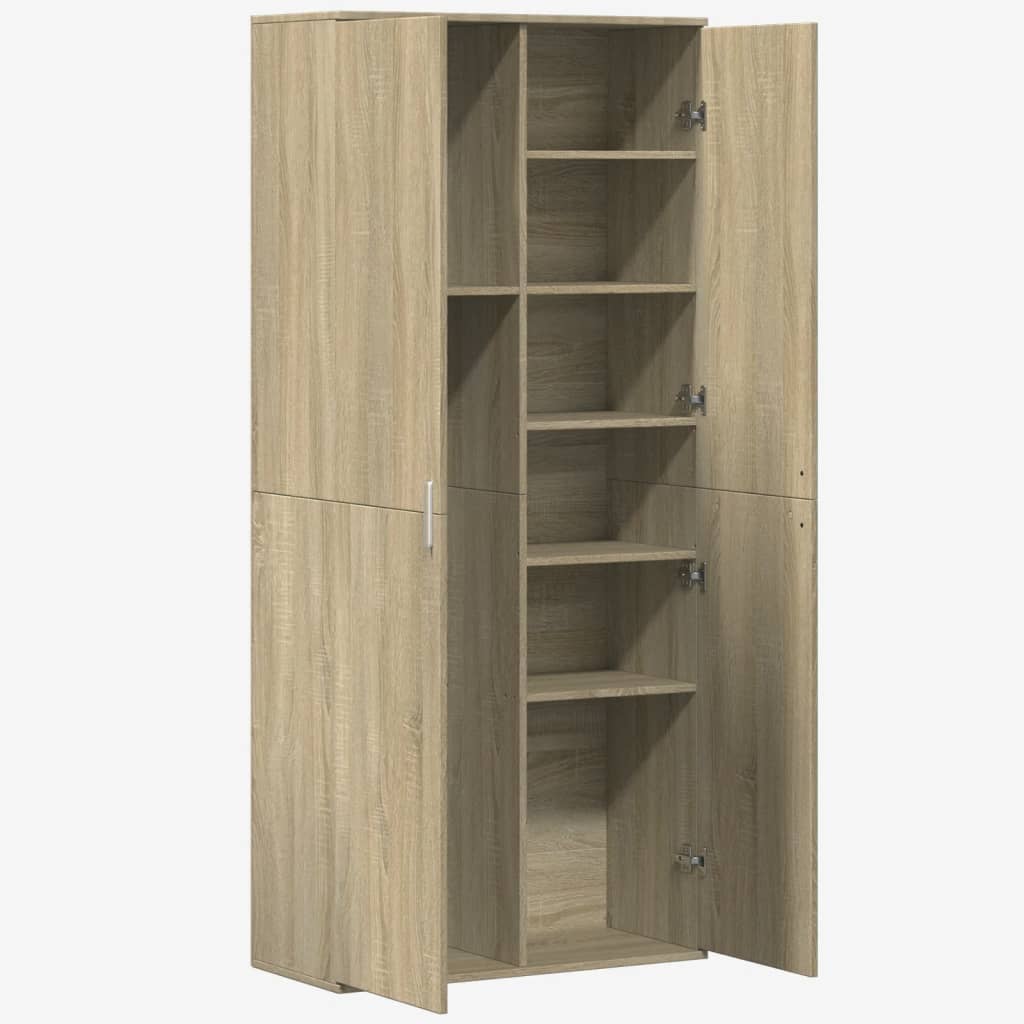 Hoge kast 80x35x180 cm bewerkt hout sonoma eikenkleurig is nu te koop bij PeponiXL, paradijselijk wonen!