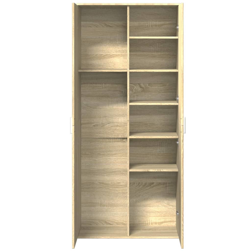 Hoge kast 80x35x180 cm bewerkt hout sonoma eikenkleurig is nu te koop bij PeponiXL, paradijselijk wonen!