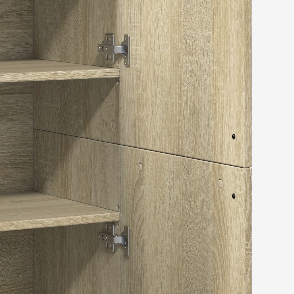 Hoge kast 80x35x180 cm bewerkt hout sonoma eikenkleurig is nu te koop bij PeponiXL, paradijselijk wonen!