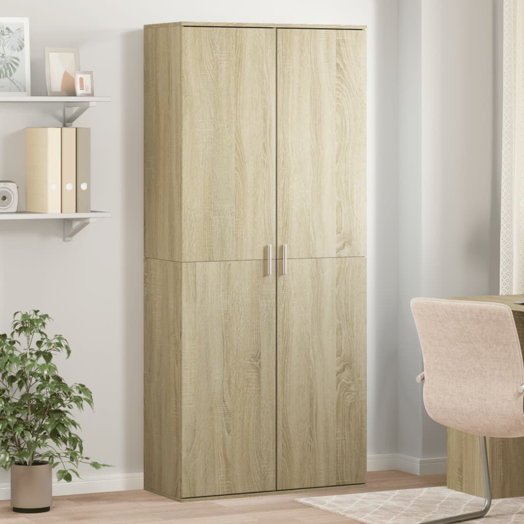 Hoge kast 80x35x180 cm bewerkt hout sonoma eikenkleurig is nu te koop bij PeponiXL, paradijselijk wonen!