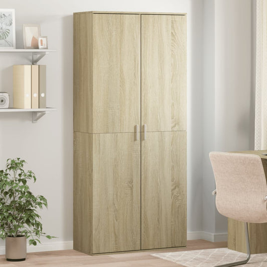 Hoge kast 80x35x180 cm bewerkt hout sonoma eikenkleurig is nu te koop bij PeponiXL, paradijselijk wonen!