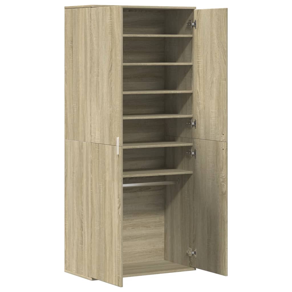 Schoenenkast 80x39x178 cm spaanplaat sonoma eikenkleurig is nu te koop bij PeponiXL, paradijselijk wonen!