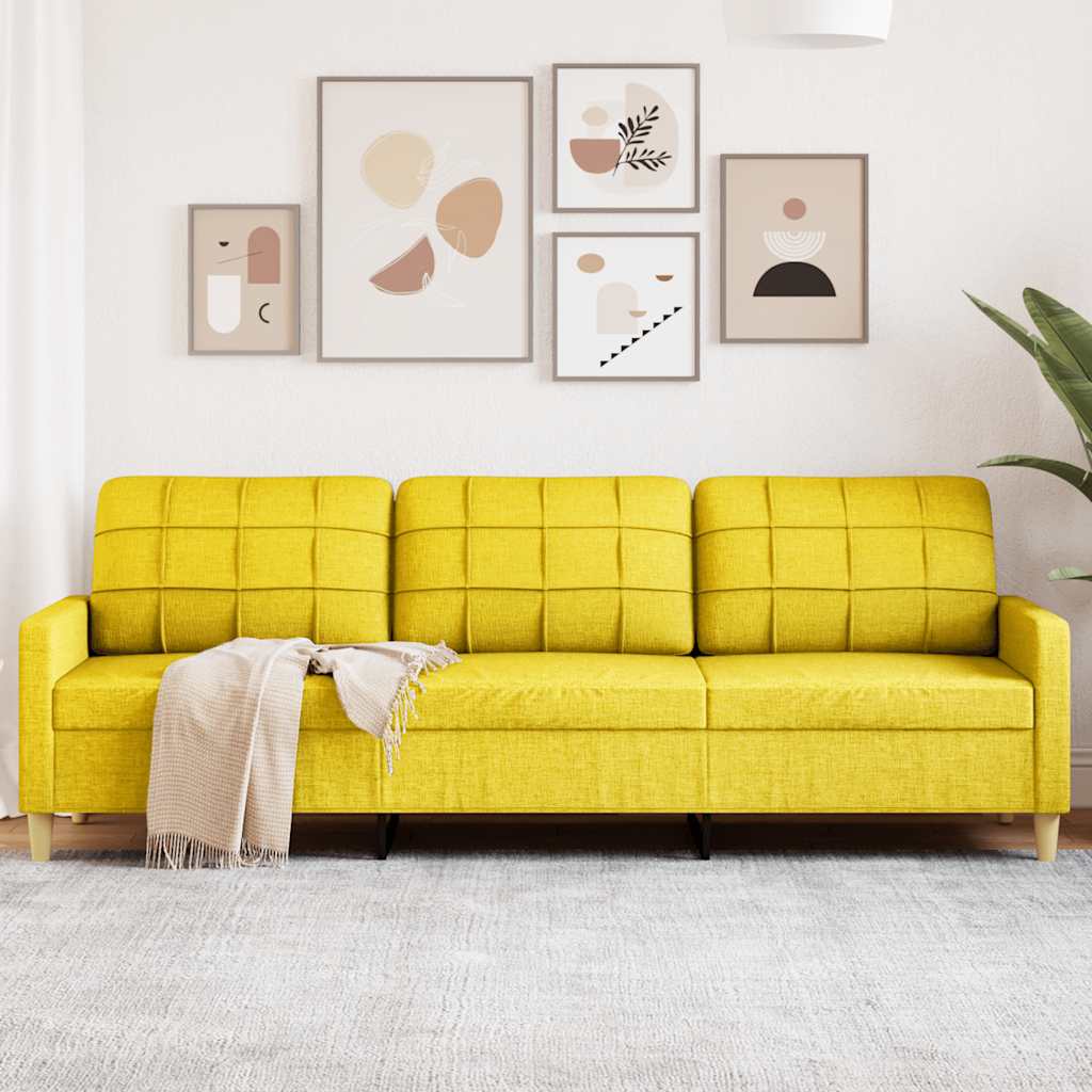 Driezitsbank 210 cm stof lichtgeel is nu te koop bij PeponiXL, paradijselijk wonen!