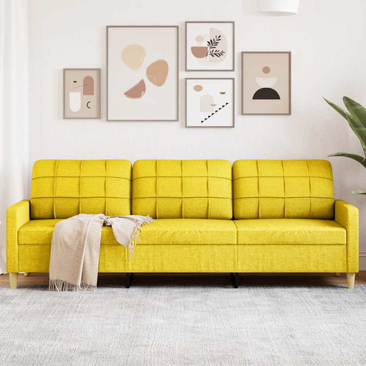 Driezitsbank 210 cm stof lichtgeel is nu te koop bij PeponiXL, paradijselijk wonen!