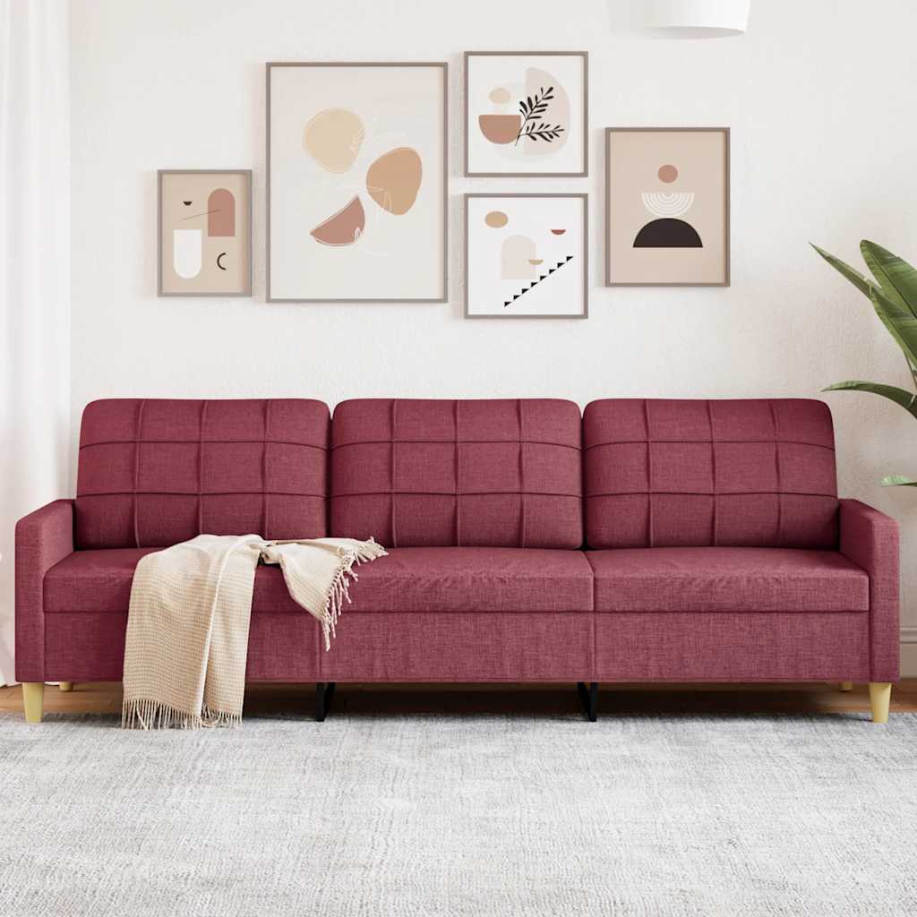 Driezitsbank 210 cm stof wijnrood is nu te koop bij PeponiXL, paradijselijk wonen!
