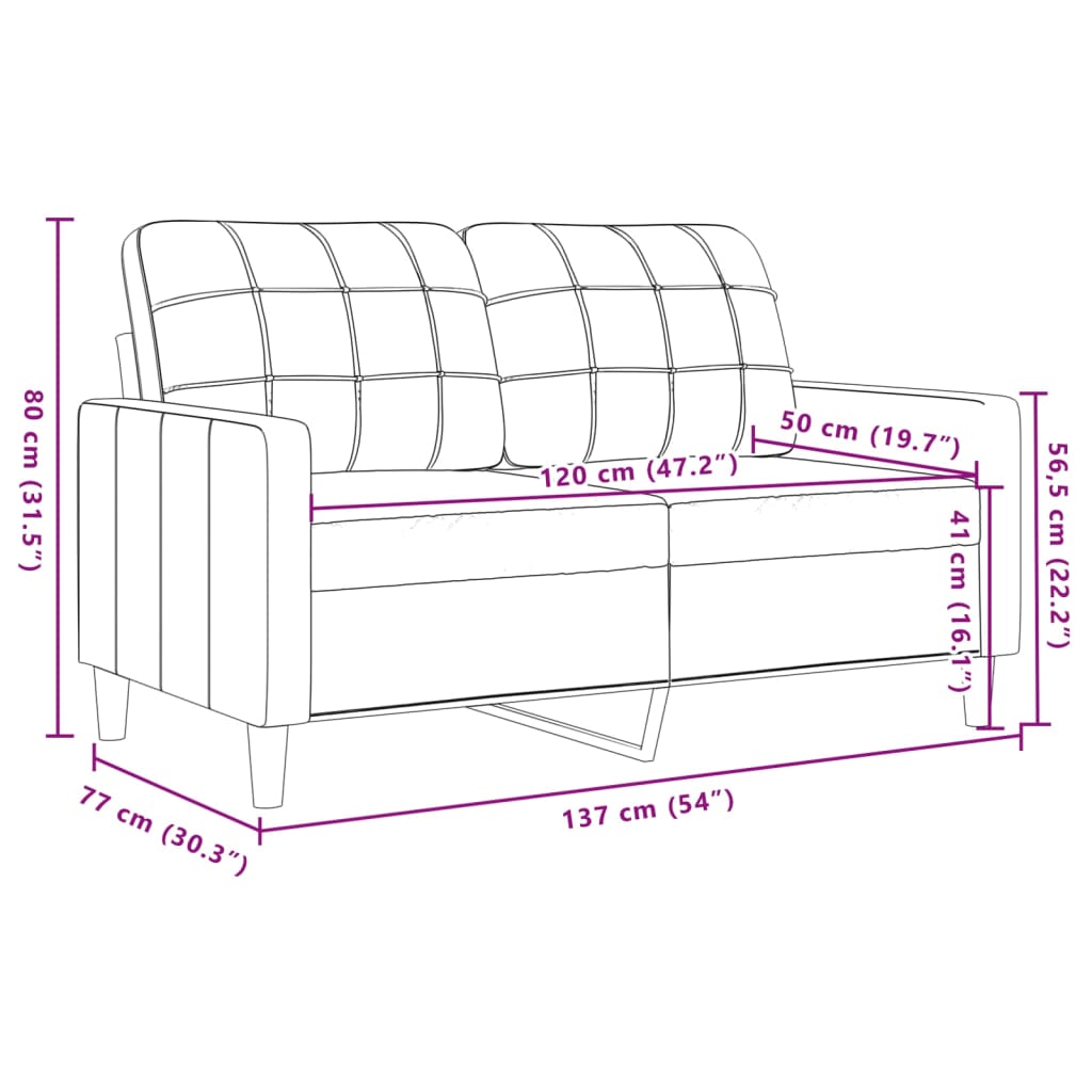 Tweezitsbank 120 cm fluweel lichtgrijs is nu te koop bij PeponiXL, paradijselijk wonen!