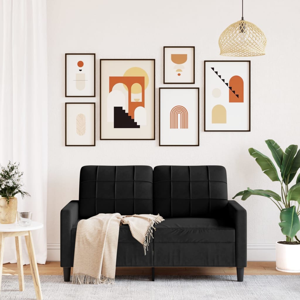 Tweezitsbank 120 cm fluweel zwart is nu te koop bij PeponiXL, paradijselijk wonen!