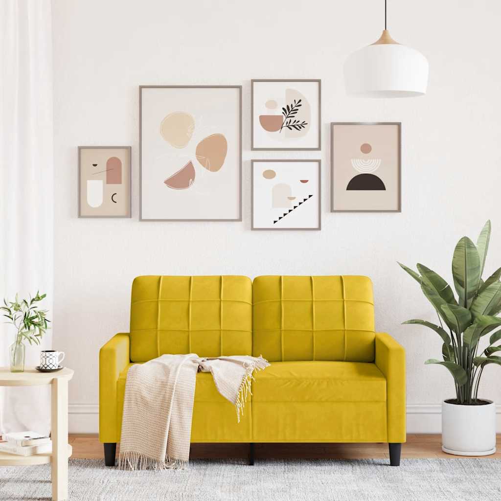 Tweezitsbank 120 cm fluweel geel is nu te koop bij PeponiXL, paradijselijk wonen!